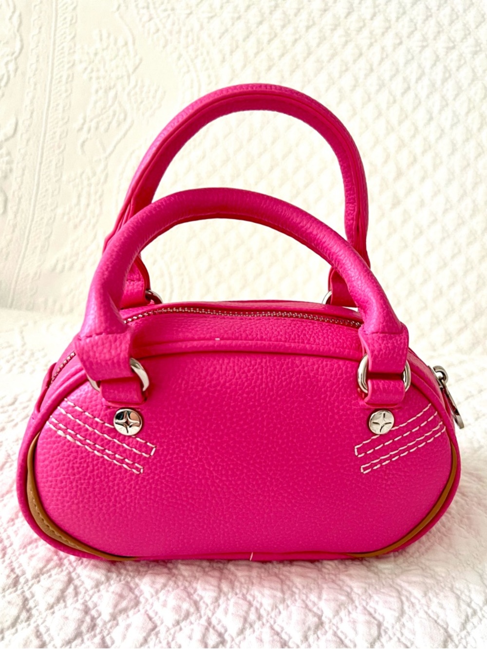 NWT PH PARIS VARSITY MINI BOWLER BAG IN PINK - Picture 8 of 16